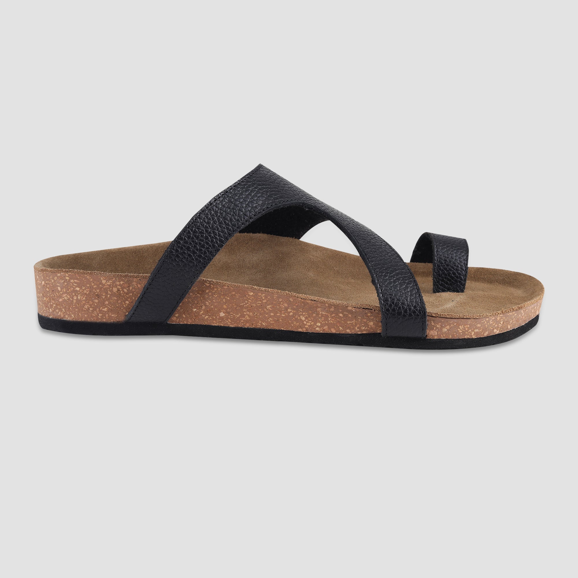 Ezok Black Leather Sandal For Men